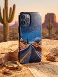 Cowboy Phone Case - Unique Vintage Highway style Tough Case - Unic Laser Engraved Case for iPhone 16 15 & Samsung S26 S25 S24 and Pixel 8 9