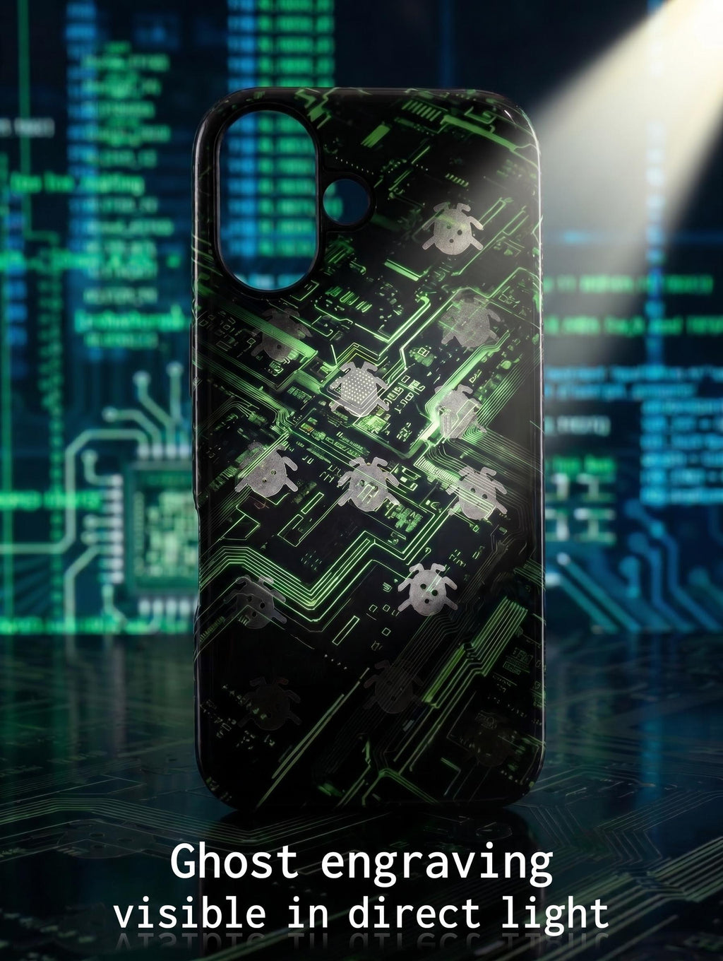 Cyber Tech Bugs on Board Phone Case | GhostMark Glitch Design | Unique Tough Cover for iPhone Samsung Pixel | OOAK | Magnetic Case