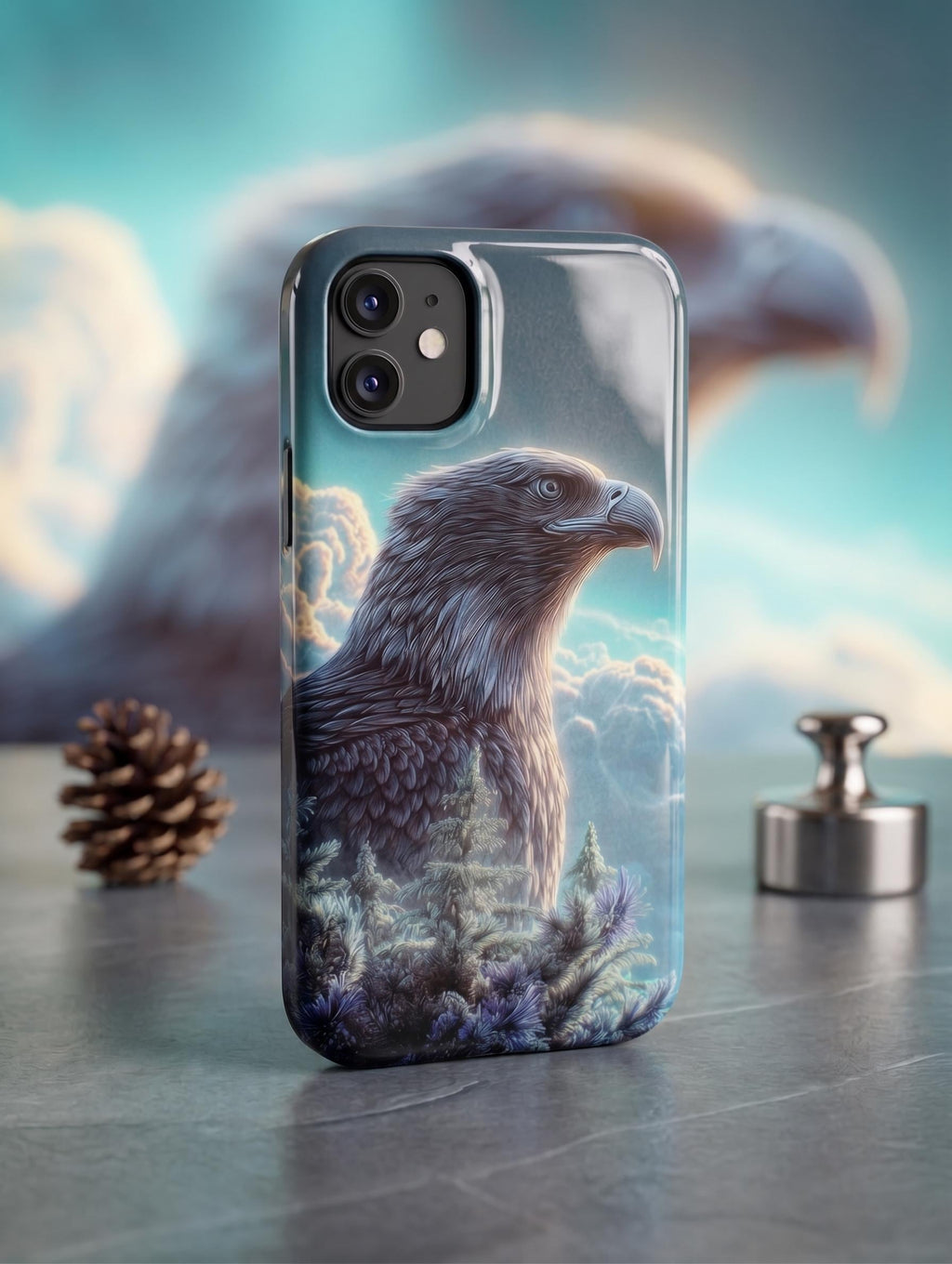 Majestic Eagle Phone Case | Nature Forest Glossy Tough Cover | Compatible for iPhone Samsung Pixel | Optional Magnetic Case