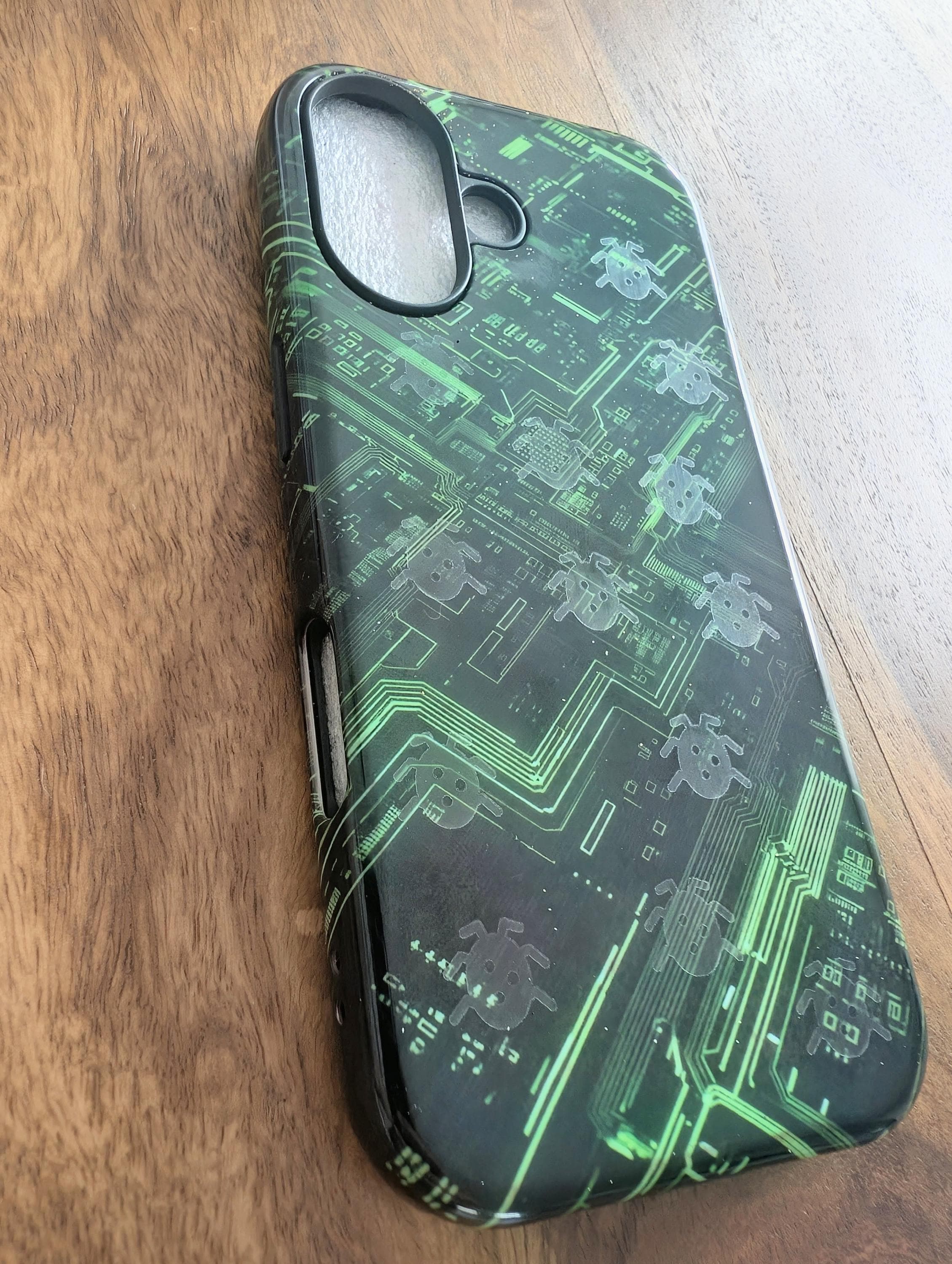 Cyber Tech Bugs on Board Phone Case | GhostMark Glitch Design | Unique Tough Cover for iPhone Samsung Pixel | OOAK | Magnetic Case