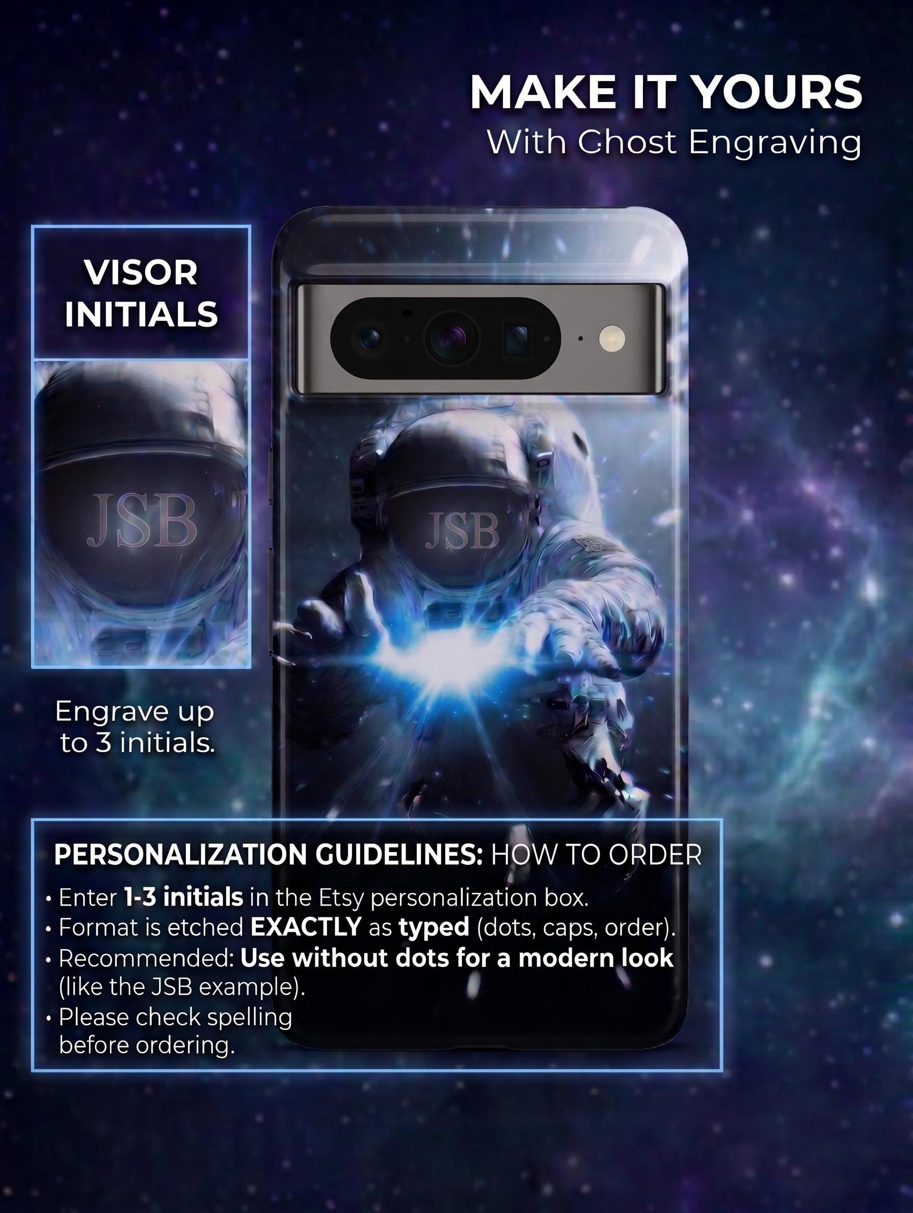 Astronaut Phone Case | Space Case for iPhone 15 14 & Samsung S24 S25 | Laser Engraved Ghost Infinity | Magnetic Optional Unique Sci-Fi Cover