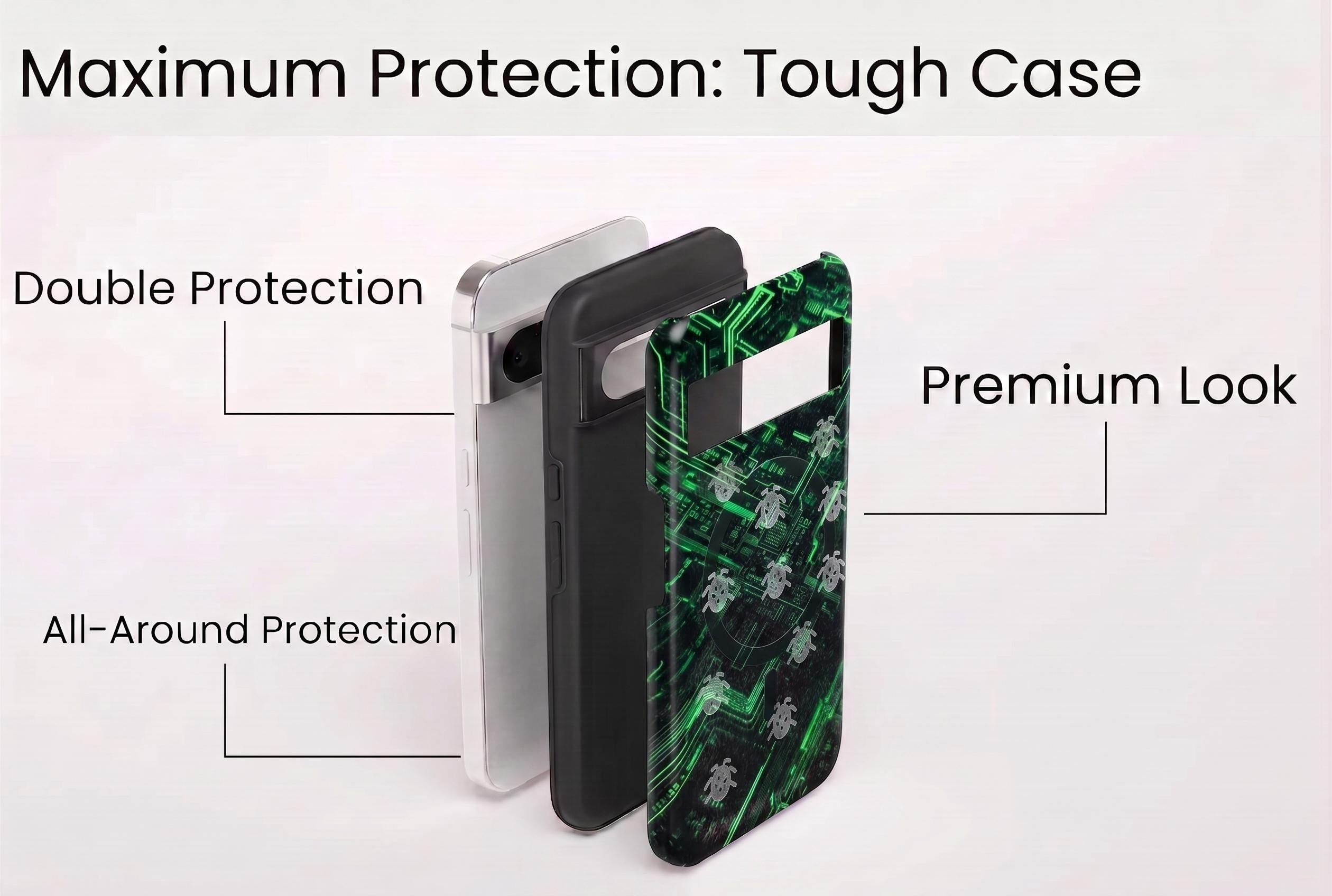 Cyber Tech Bugs on Board Phone Case | GhostMark Glitch Design | Unique Tough Cover for iPhone Samsung Pixel | OOAK | Magnetic Case