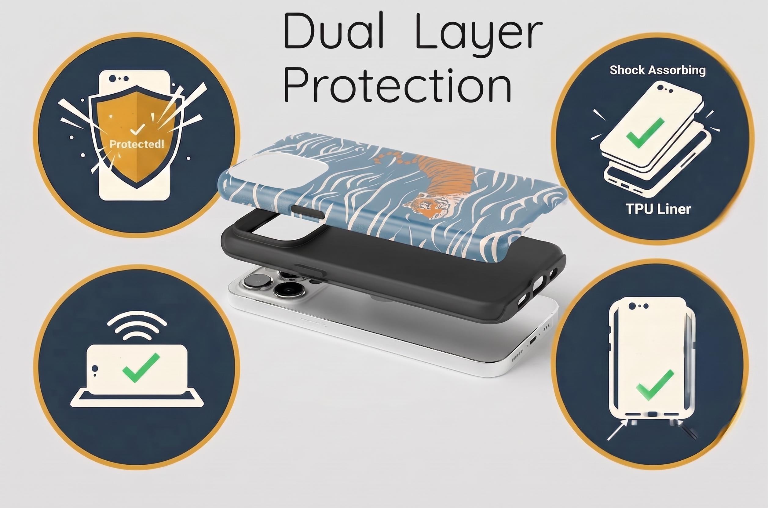 Tiger Tough Case – Protective Phone Cover featuring Exclusive GhostMark Laser Engraving, Magnetic Phone Case for iPhone & Samsung and Pixel
