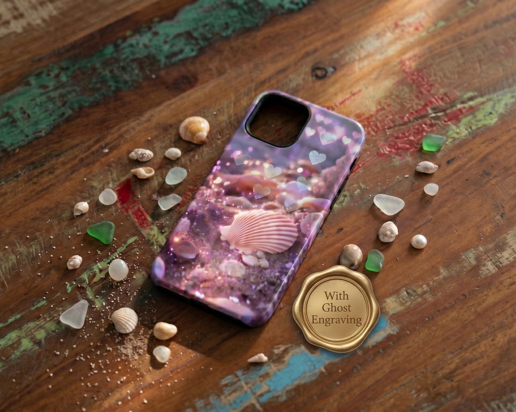 Magic Mermaid Phone Case with Hidden HeartMark, Ocean Beach Magnetic Tough Case for iPhone 15 14 Pro, Samsung S24, Pixel