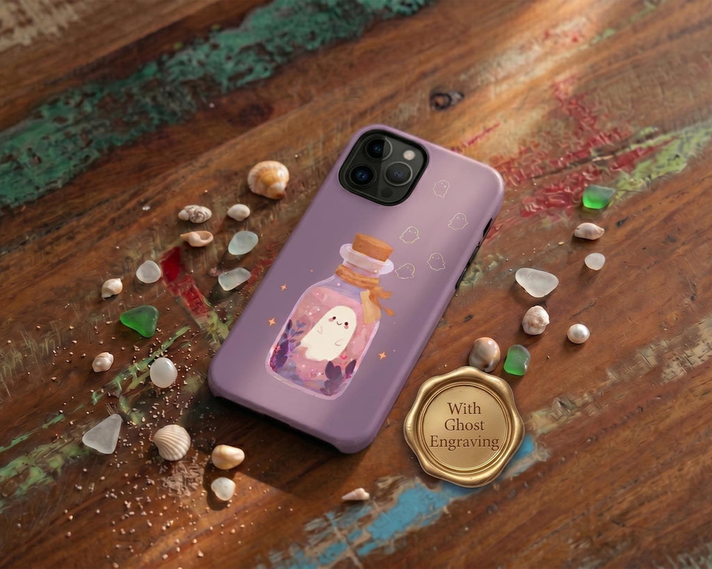 Cute Ghost Bottle Phone Case | Pastel Witchy Halloween Tough Cover for iPhone 15 Pro Max, Samsung S24 Ultra, Google Pixel 8