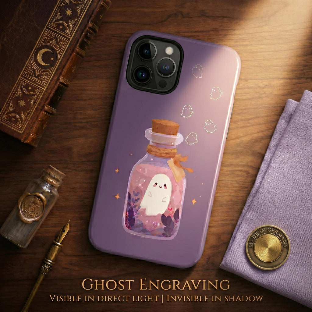 Cute Ghost Bottle Phone Case | Pastel Witchy Halloween Tough Cover for iPhone 15 Pro Max, Samsung S24 Ultra, Google Pixel 8