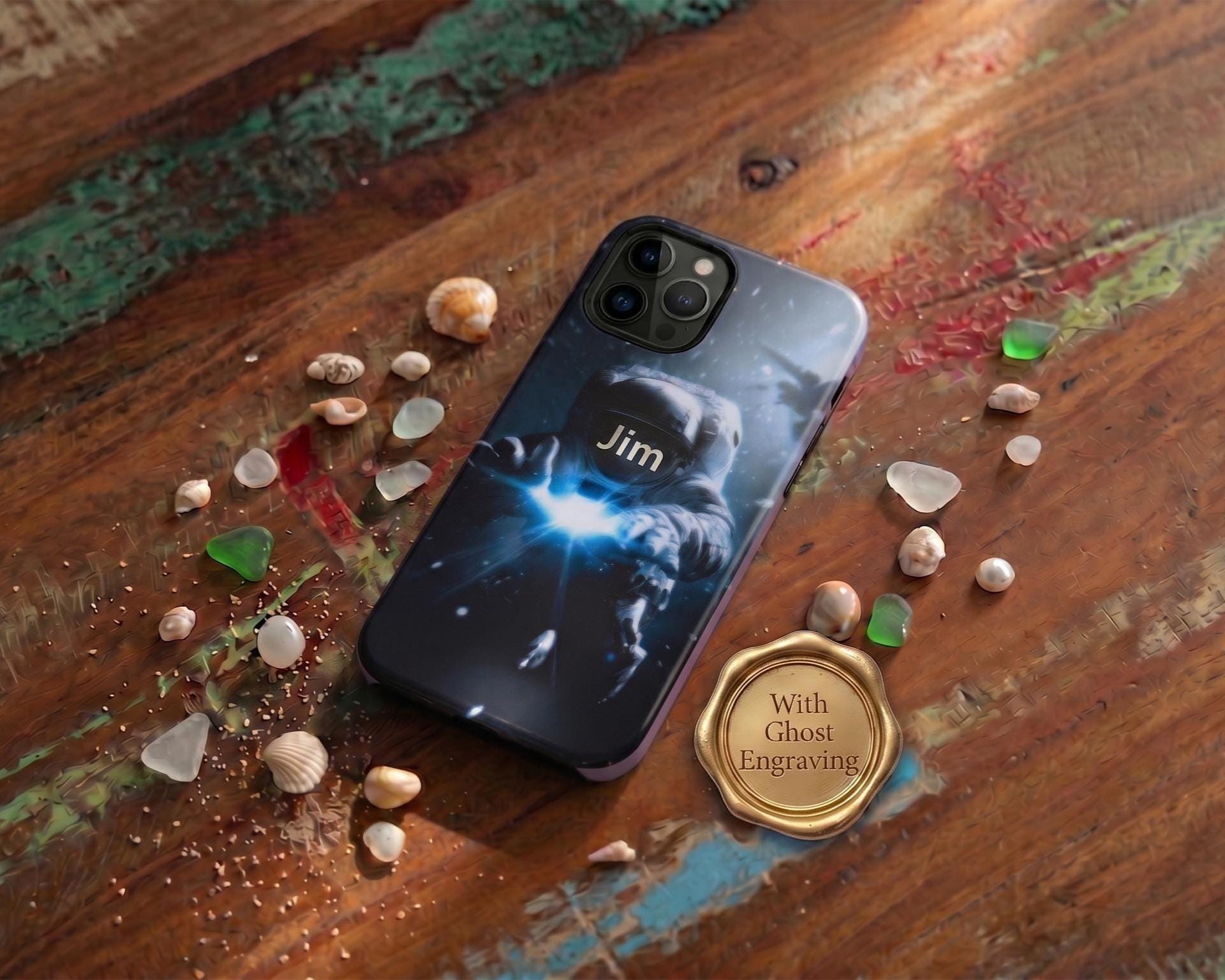 Astronaut Phone Case | Space Case for iPhone 15 14 & Samsung S24 S25 | Laser Engraved Ghost Infinity | Magnetic Optional Unique Sci-Fi Cover