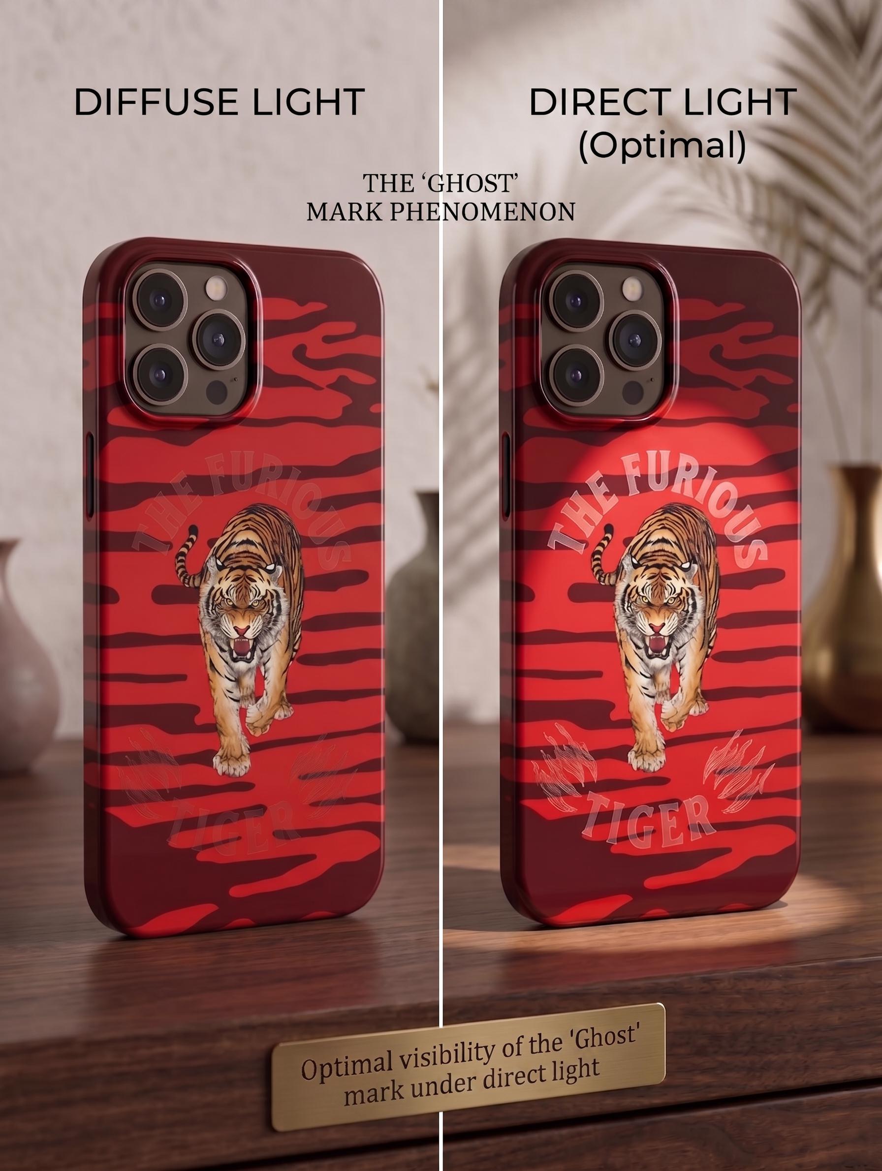 Tiger Phone Case - GhostMark Effect - Tough Case for iPhone 16 15 14 & Samsung S25 S24 - Initials and Magnetic Case