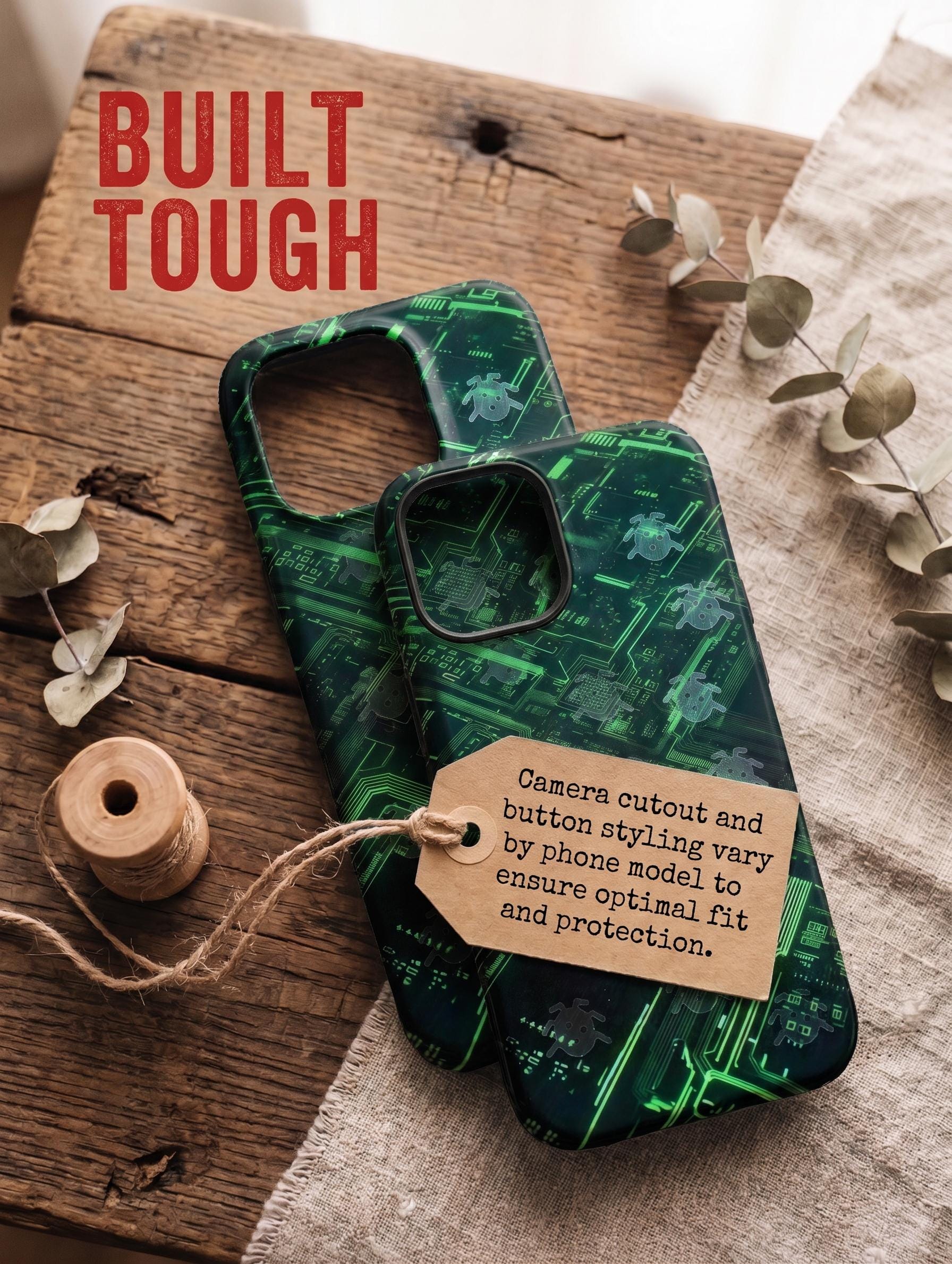 Cyber Tech Bugs on Board Phone Case | GhostMark Glitch Design | Unique Tough Cover for iPhone Samsung Pixel | OOAK | Magnetic Case