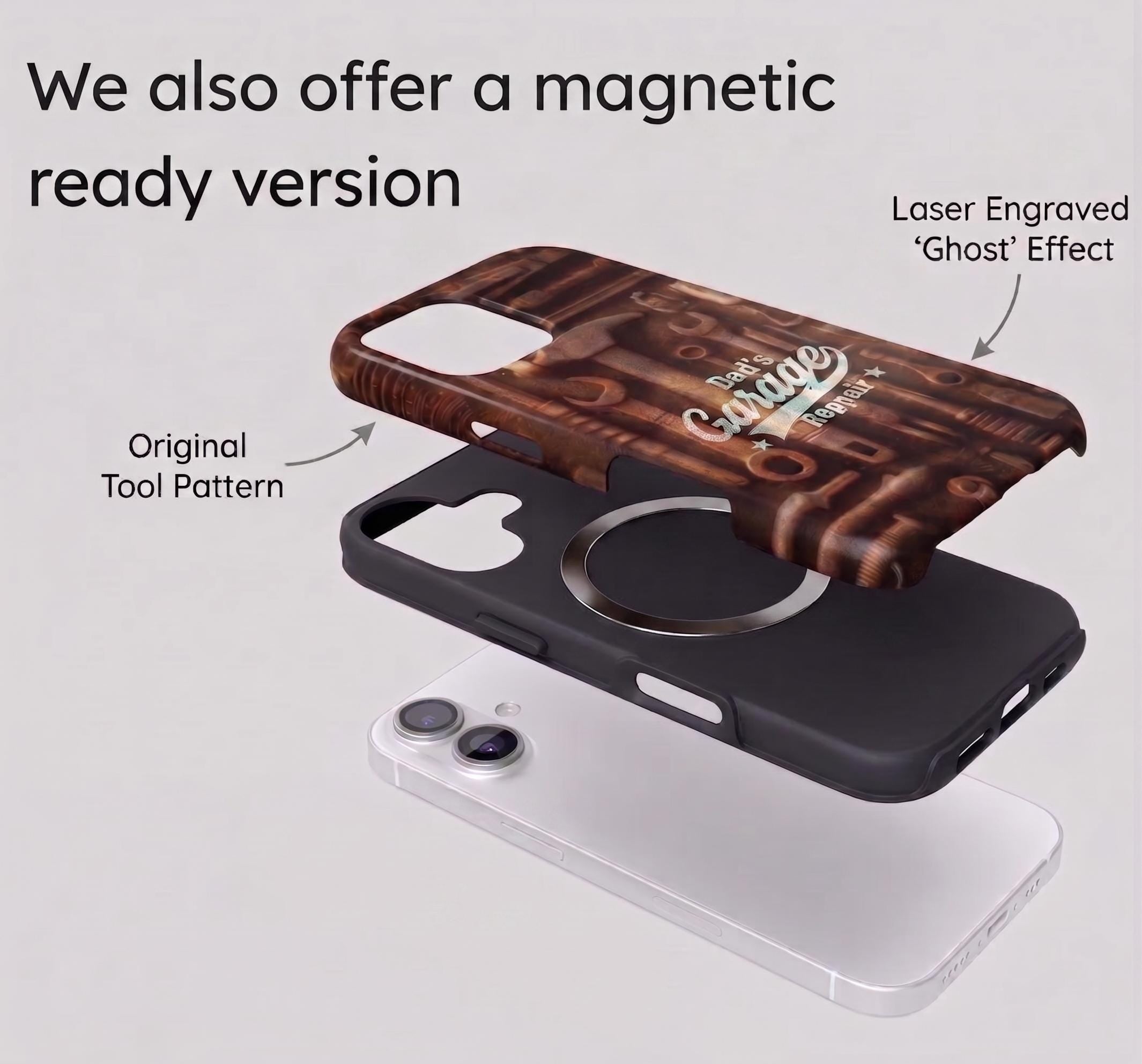 Personalized Dad Phone Case, Custom Garage Cover, Vintage Mechanic Tools Handyman Gift, Tough Case for iPhone 16 15 & Samsung S26 and Pixel