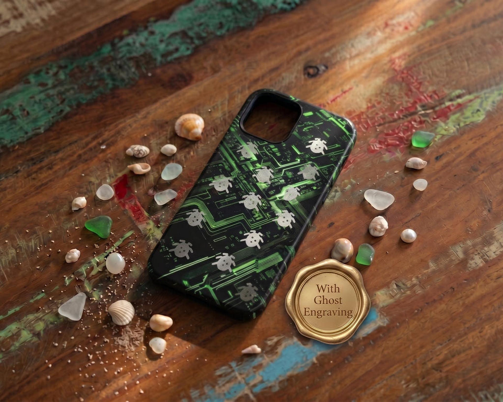 Cyber Tech Bugs on Board Phone Case | GhostMark Glitch Design | Unique Tough Cover for iPhone Samsung Pixel | OOAK | Magnetic Case