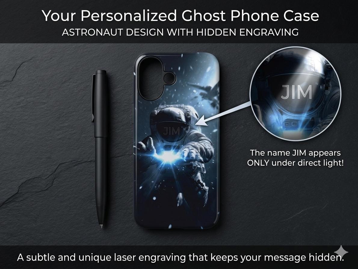 Astronaut Phone Case | Space Case for iPhone 15 14 & Samsung S24 S25 | Laser Engraved Ghost Infinity | Magnetic Optional Unique Sci-Fi Cover