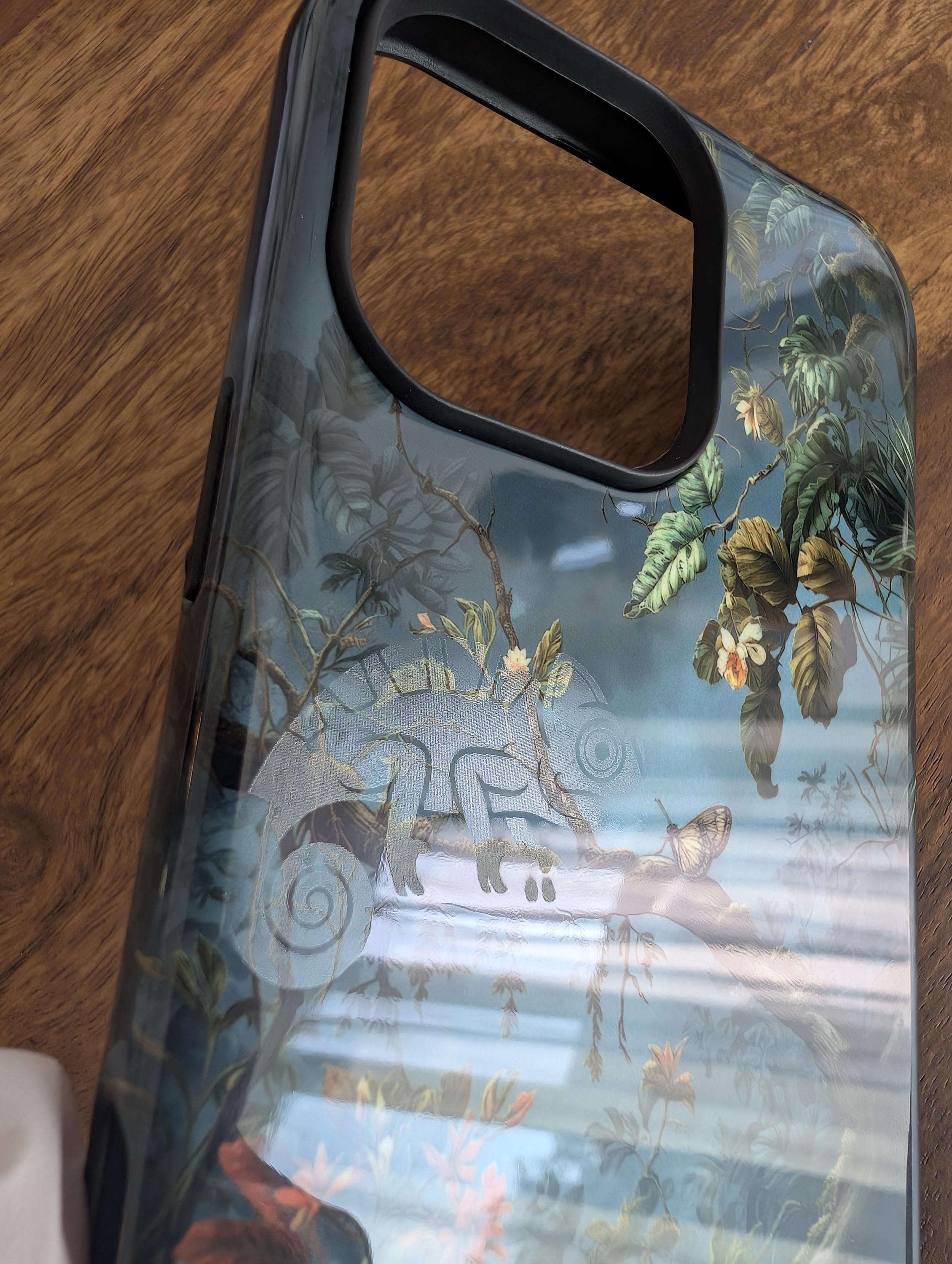 GhostMark Chameleon Phone Case, Dark Jungle Botanical Tough Case, Magnetic Wireless Charging Cover, Secret Laser Engraving Art, Nature Gift