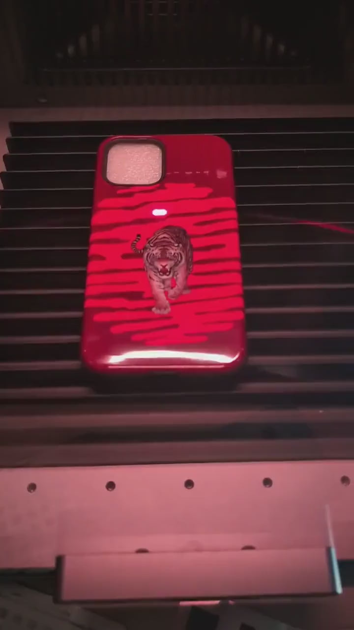 Tiger Phone Case - GhostMark Effect - Tough Case for iPhone 16 15 14 & Samsung S25 S24 - Initials and Magnetic Case