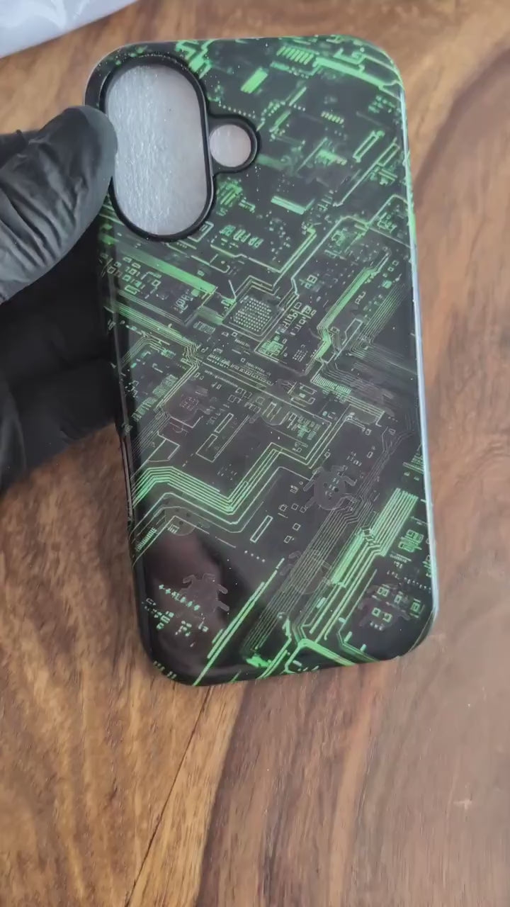 Cyber Tech Bugs on Board Phone Case | GhostMark Glitch Design | Unique Tough Cover for iPhone Samsung Pixel | OOAK | Magnetic Case